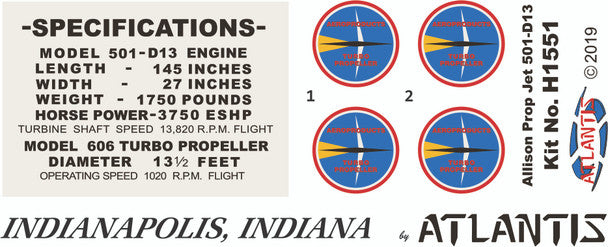 Atlantis Models Allison 501-D13 Prop Jet Aircraft Engine Plastic Model Kit
