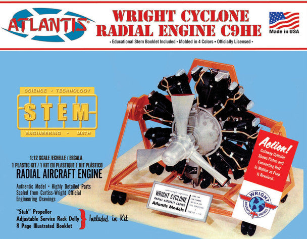 Atlantis Models Wright Cyclone Engine 1/12 scale Plastic Model Kit