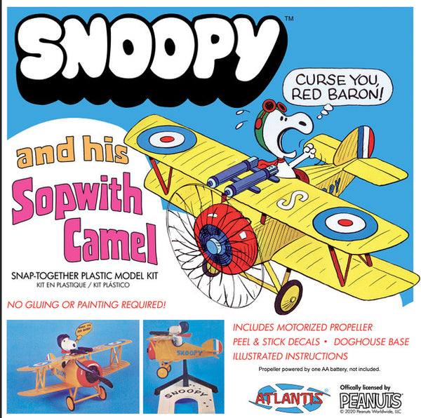 Atlantis Models Snoopy and his Sopwith Camel with Motor SNAP Plastic Model Kit