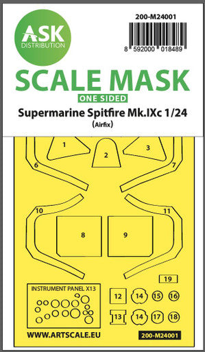 1/24 Art Scale Spitfire Mk.IX one-sided express self-adhesive masks for Airfix
