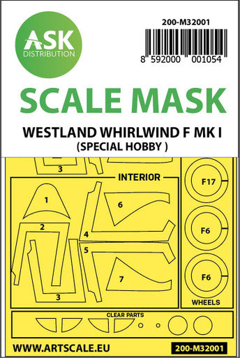 1/32 Art Scale Westland Whirlwind Mk.I double-sided  painting mask for Special Hobby