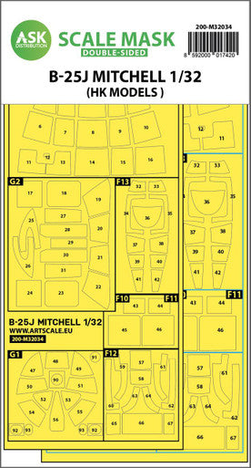 1/32 Art Scale B-25J Mitchell double-sided mask for HK Models