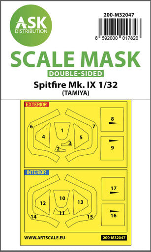 1/32 Art Scale Spitfire Mk.IX double-sided masks for Tamiya