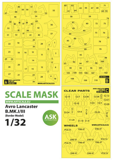 1/32 Art Scale Avro Lancaster B Mk.I/III express self adhesive masks for Border Model