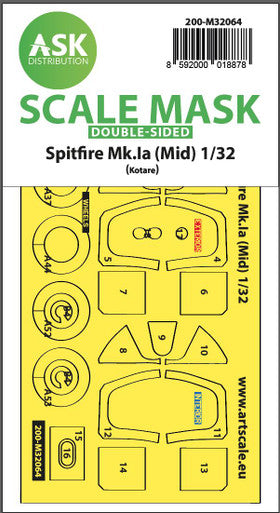 1/32 Art Scale Spitfire Mk.Ia (mid) double-sided express fit and self adhesive mask for Kotare