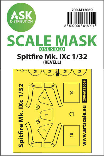 1/32 Art Scale Spitfire Mk.IXc one-sided fit mask for Revell