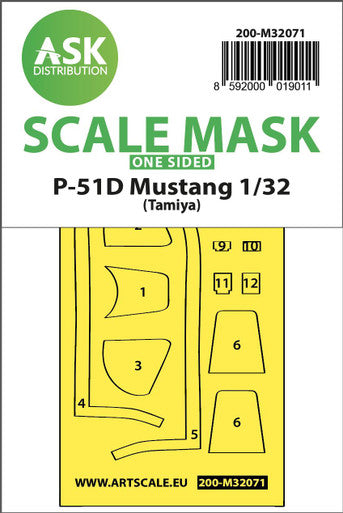 1/32 Art Scale P-51D Mustang one-sided fit mask for Tamiya
