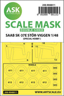 1/48 Art Scale SAAB SK-37E Stï¿½r-Viggen double-sided painting mask for Special Hobby