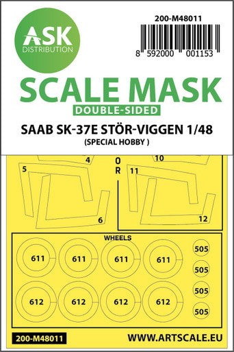 1/48 Art Scale SAAB SK-37E Stï¿½r-Viggen double-sided painting mask for Special Hobby