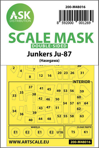 1/48 Art Scale Junkers Ju 87D-3 double-sided painting mask for Hasegawa / Hobby2000