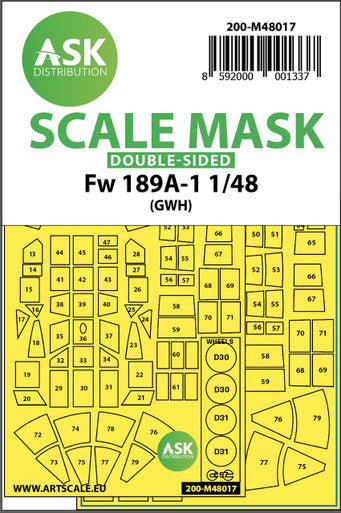 1/48 Art Scale Focke Wulf Fw 189 double-sided painting mask for Great Wall Hobby