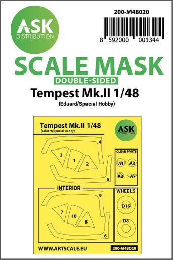 1/48 Art Scale Hawker Tempest Mk.II double-sided painting mask for Eduard / Special Hobby