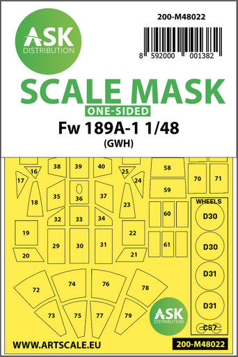 1/48 Art Scale Focke Wulf Fw 189 one-sided painting mask for Great Wall Hobby