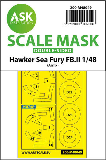 1/48 Art Scale Hawker Sea Fury FB.11 double-sided mask for Airfix