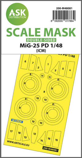 1/48 Art Scale MiG-25 PD double-sided mask self-adhesive pre-cutted for ICM