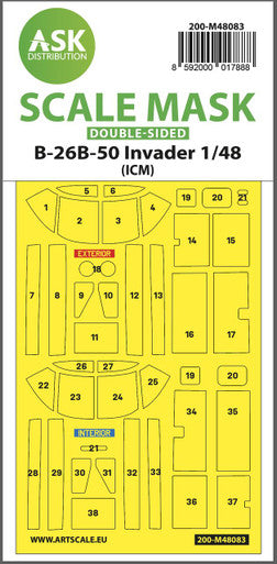 1/48 Art Scale B-26B-50 Invader double-sided mask self-adhesive pre-cutted for ICM