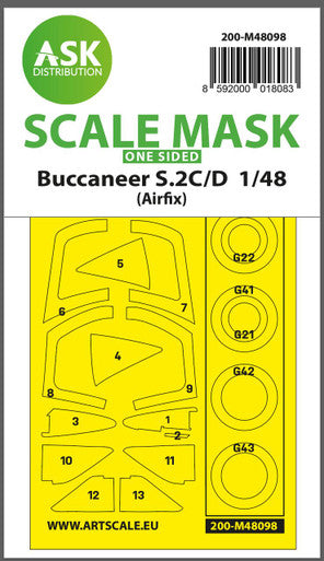 1/48 Art Scale Buccaneer S.2C/D one-sided mask self-adhesive, pre-cutted for Airfix