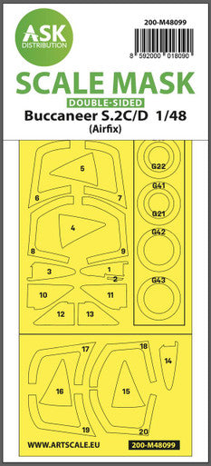 1/48 Art Scale Buccaneer S.2C/D double-sided mask self-adhesive, pre-cutted for Airfix