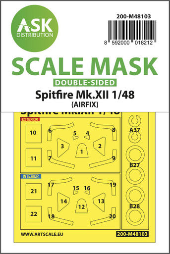 1/48 Art Scale Spitfire Mk.XII double-sided mask self-adhesive, pre-cutted for Airfix