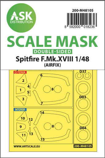 1/48 Art Scale Spitfire F.Mk.XVIII double-sided mask self-adhesive, pre-cutted for Airfix