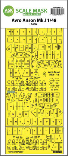 1/48 Art Scale Avro Anson Mk.I double-sided express mask, self-adhesive and pre-cutted for Airfix
