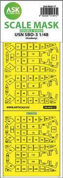 1/48 Art Scale USN SBD-3 double-sided express mask, self-adhesive and pre-cutted for Academy