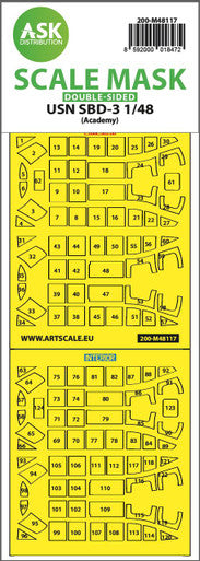 1/48 Art Scale USN SBD-3 double-sided express mask, self-adhesive and pre-cutted for Academy