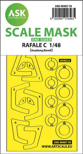 1/48 Art Scale Rafale C one-sided express mask, self-adhesive and pre-cutted for Academy