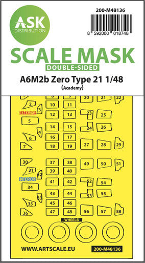 1/48 Art Scale A6M2b Zero Type 21 double-sided express mask for Academy