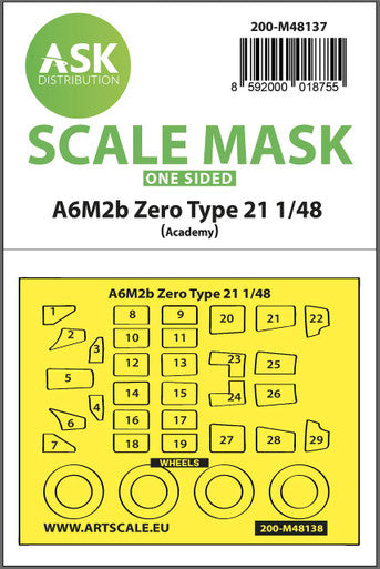1/48 Art Scale A6M2b Zero Type 21 one-sided express mask for Academy