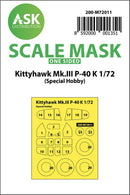 1/72 Art Scale Kittyhawk Mk.III P-40 K one-sided painting mask for Special Hobby