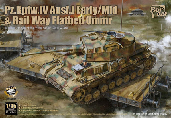 1/35 Border Model PZ . Kpfw . Iv Ausf . J Early / MidRail Way Flatbed Ommr