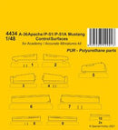 A-36 Apache / P-51 / P-51A  Mustang Control Surfaces 1/48