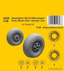 Beaufighter Mk.I/VI Mainwheels - Early Wheel Hub / Smooth Tyre  1/48