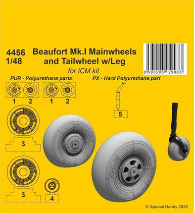 1/48 CMK Beaufort Mk.I  Mainwheels and Tailwheel w/Leg