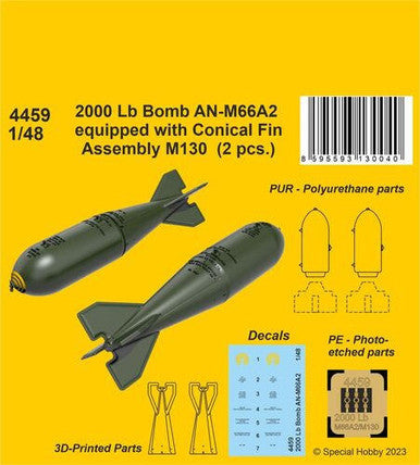1/48 CMK 2000 Lb Bomb AN-M66A2 equipped with Conical Fin Assembly M130  (2 pcs.)