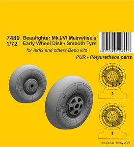 Beaufighter Mk.I/VI Mainwheels - Early Wheel Hub / Smooth Tyre  1/72