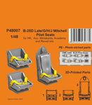 1/48 CMK B-25D Late/G/H/J Mitchell Pilot Seats  / for HK,  Acc. Miniatures, Academy and Revell kits