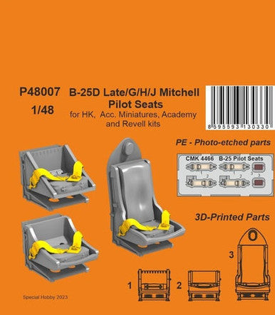 1/48 CMK B-25D Late/G/H/J Mitchell Pilot Seats  / for HK,  Acc. Miniatures, Academy and Revell kits