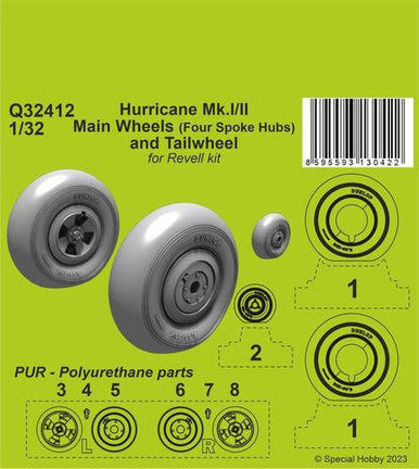 1/32 CMK Hurricane Mk.I/II Main Wheels (Four Spoke Hubs) and Tailwheel