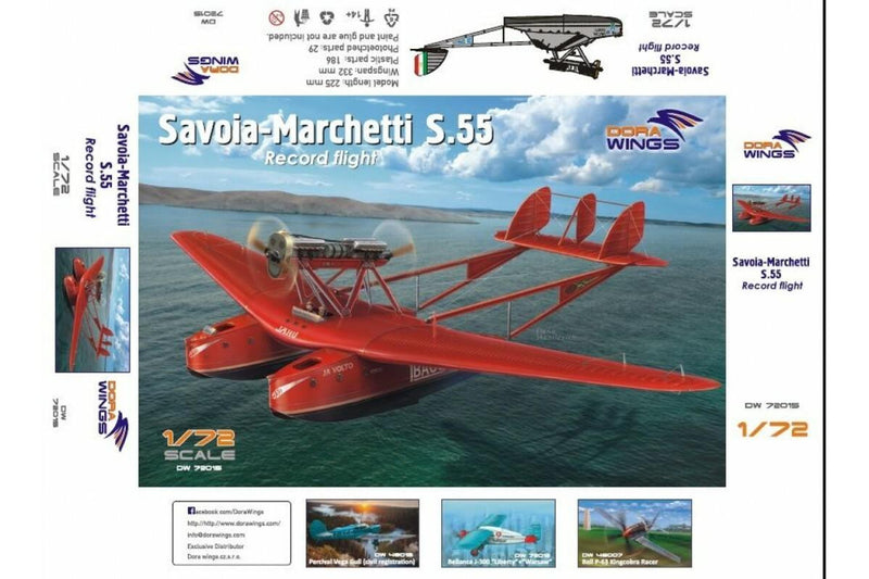 Savoia Marchetti S55 Record Flight Flying Boat Aircraft w/Resin Engine (9"L, 13" Wingspan)