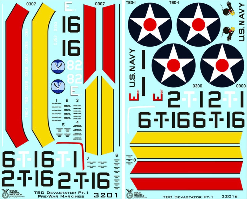 1/32 Gold Medal Decals - TBD-1 Devastator Trumpeter - Early Set 1