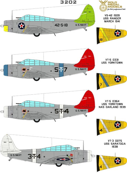 1/32 Gold Medal Decals - TBD-1 Devastator Trumpeter - Early Set 2