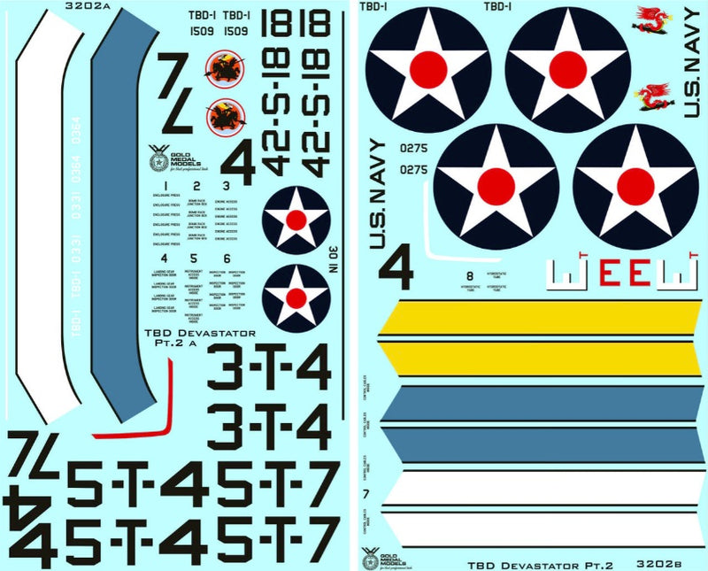 1/32 Gold Medal Decals - TBD-1 Devastator Trumpeter - Early Set 2