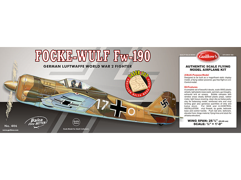 Guillow's Focke-Wulf FW-190 Laser Cut Model Kit