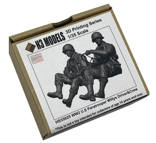 H3M35025 - 1/35 H3 Models WWII US Paratrooper Willys Driver & Crew Resin Model Kit