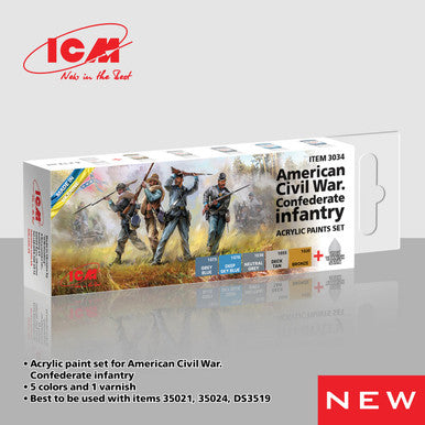 ICM Models Acrylic paint set for American Civil War. Confederate infantry