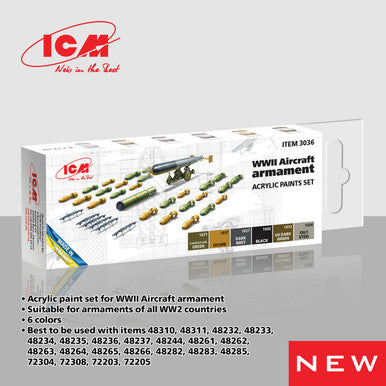 ICM Models Acrylic paint set for WWII Aircraft armament