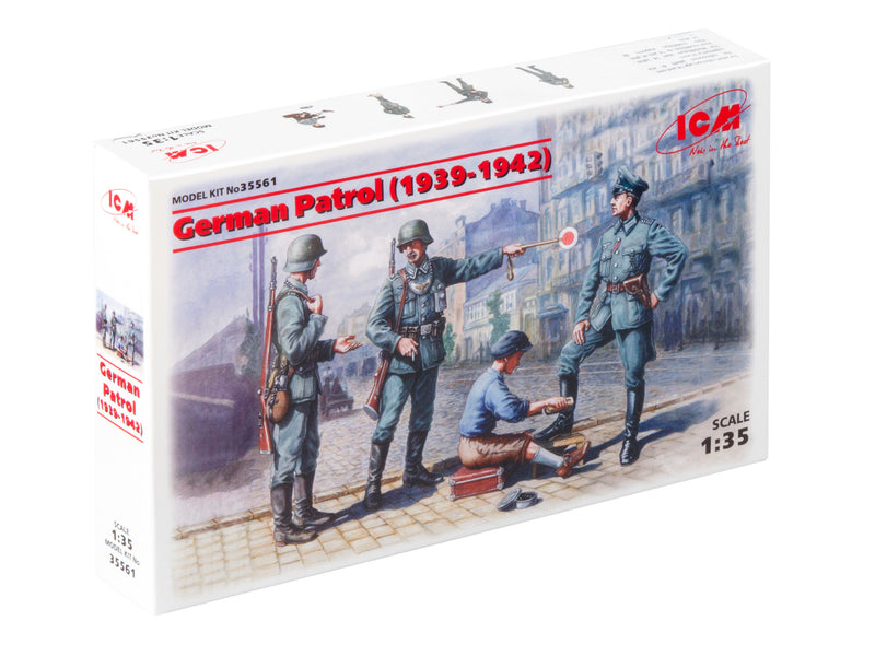 ICM35561 - 1/35 ICM German Patrol (1939-1942) (4 figures - 1 officer, 2 soldiers, 1 civilian)