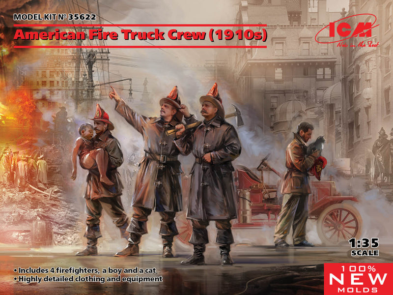 ICM35622 - 1/35 ICM American Fire Truck Crew (1910s) (100% new molds)